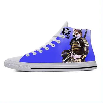 Повседневные тканевые туфли Samurai Shiba Inu из японского аниме, мультфильма и манги с высоким берцем, легкие дышащие мужские и женские кроссовки с 3D принтом.