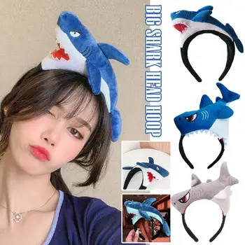 Повязка на голову с изображением акулы, повязка на голову с мультяшными животными, корейский стиль, Удобная повязка на голову с акулой, забавные головные уборы, макияж Для выступлений Cu M2S6
