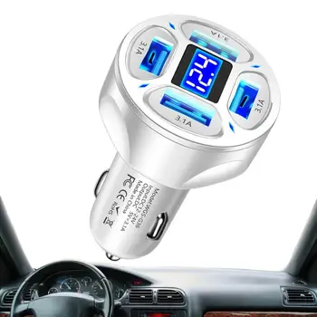 Порт автомобильного зарядного устройства USB 4 В 1, зарядное устройство для автомобильного прикуривателя, 4 порта USB, Сверхбыстрое автомобильное зарядное устройство 3.1A Со светодиодным цифровым дисплеем для камеры