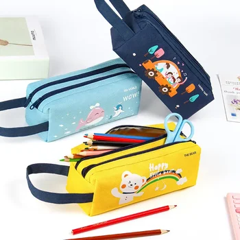 Портативный двухслойный пенал, мультяшная сумка для карандашей, сумка для хранения школьных принадлежностей, студенческий пенал, кавайная сумка для ручек, детские канцелярские принадлежности