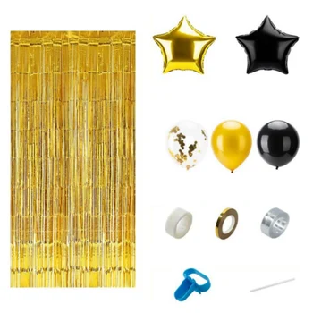 Потрясающие фотографии для вечеринки с новогодним черно-золотым набором украшений из воздушных шаров 2024 года На элегантном и стильном фоне