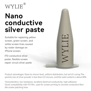 Проводящая серебряная паста WYLIE Nano Подходит для восстановления поврежденных водой линий на желтом/зеленом/белом экране телефона, вызванных серебряной пастой