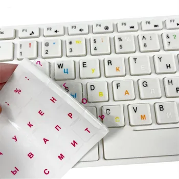 Прозрачные наклейки на клавиатуру с русским алфавитом, черно-белая этикетка для компьютера, защита от пыли ПК, Аксессуары для ноутбуков