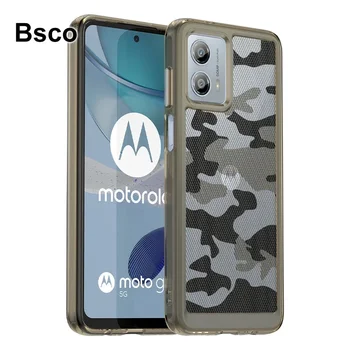 Прозрачный акриловый корпус телефона в камуфляжном стиле для Motorola Moto G53 5G, Противоударная задняя крышка