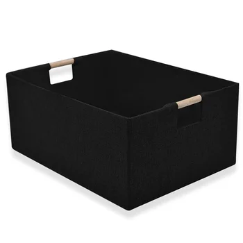 Прямоугольный ящик для хранения, Прочные корзины для хранения, Декоративная Складная корзина для хранения с деревянными ручками для переноски A