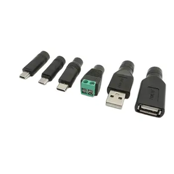 Разъем питания постоянного тока к Mini 5pin USB A Мужской Женский Разъем Mirco Type C Разъем Адаптера Питания для Ноутбука 5.5x2.1 мм J17