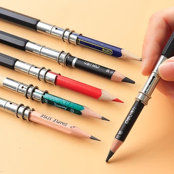 Регулируемый металлический удлинитель для карандашей с двойной головкой, удлинитель для карандашей, держатель для эскизов, Цветные угольные карандаши, школьные канцелярские принадлежности