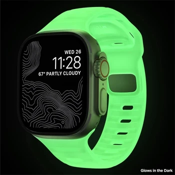 Ремешок для Apple Watch Band 44 мм 49 мм 45 мм 40 мм 41 мм 42 мм 38 мм Силиконовый Светящийся Браслет для iWatch Ultra 9 8 7 6 5 SE band