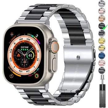 Ремешок из титанового сплава из нержавеющей Стали Для Apple Watch Band Ultra 2 49 мм 45 мм 44 мм 41 мм 40 мм Браслет iwatch Series SE 4/5/6/7/8/9