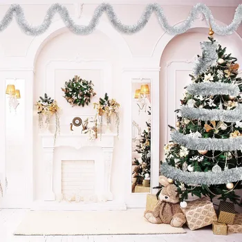 Рождественская мишура длиной 2 м, гирлянда, красочные отражения, Блестящие Мягкие украшения для вечеринок, Потолочные украшения для Рождественской елки, Орнаменты