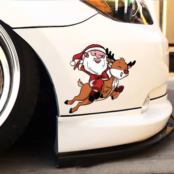 Рождественская наклейка ATsafepro на автомобиль Санта Клаус, Лось, Наклейка со Снеговиком, Милое украшение автомобиля Санта Клауса, Рождественский подарок, Автоаксессуары