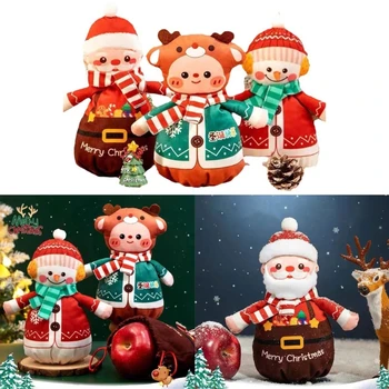 Рождественские подарочные пакеты на шнурке, красочные подарочные пакеты для фруктовых конфет в стиле Санта-Клауса, Снеговика, Лося для вечеринки, дня рождения, фестиваля
