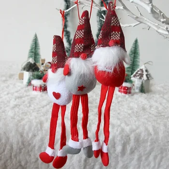 Рождественские украшения Плюшевые подвески с рождественской куклой на длинных ножках, креативные подвески для украшения рождественского шкафа