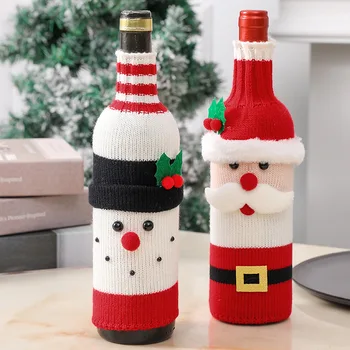 Рождественское украшение Вязаный Бархатный Мультяшный набор бутылок вина Креативный Мультяшный Набор бутылок вина для пожилых Людей Сумка для набора бутылок вина с оленем
