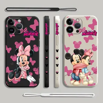 Розовый Чехол для Телефона Disney Mickey Minnie для Xiaomi Mi 12T 10T 11T Pro 12 Lite 10 Lite 11 Lite Funda Square Liquid Cover класса Люкс