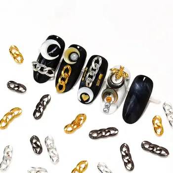 Роликовая цепочка, украшения для ногтей своими руками, 3D украшения для ногтей, 3-секционные цепочки на пуговицах, Металлические цепочки для ногтей, подвески для ногтей