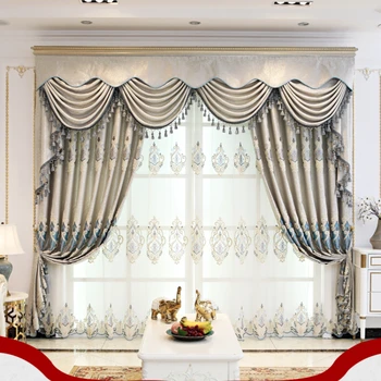 Роскошная штора с европейской вышивкой для гостиной, балдахин, Затемняющая ткань для спальни, Индивидуальный Элегантный Изысканный Жаккардовый Серый