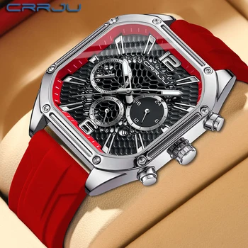 Роскошные спортивные кварцевые наручные часы бренда CRRJU для мужчин, красочные многофункциональные часы с автоматической датой