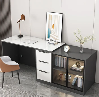 Роскошный, современный и простой настольный компьютерный стол и книжный шкаф встроенный бытовой письменный стол в спальне