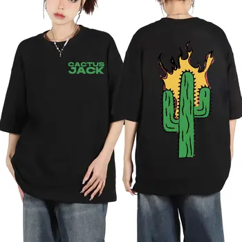 Рэппер Cactus Jack, Двухсторонние футболки с графическим рисунком, Мужские, женские, Модные, в стиле хип-хоп, Футболки оверсайз, Летние повседневные футболки из чистого хлопка.