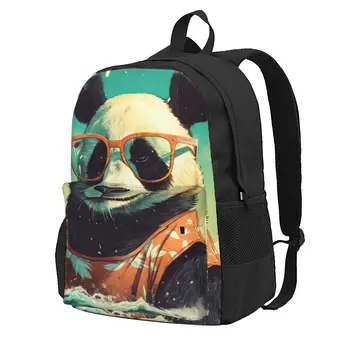 Рюкзак Panda, Графическая иллюстрация, Солнцезащитные очки, Повседневные рюкзаки, женские дорожные дышащие школьные сумки, Дизайнерский рюкзак