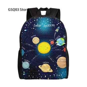 Рюкзак Солнечной системы для девочек и мальчиков для взрослых с 15-дюймовым двойным ремнем на плече, Школьная сумка для книг, Водонепроницаемая, подходит для ноутбука