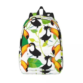 Рюкзак для ноутбука, уникальная летняя школьная сумка с экзотической птицей Туканом и листьями, прочный студенческий рюкзак для мальчиков и девочек, дорожная сумка