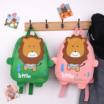Рюкзаки из ткани Оксфорд с героями мультфильмов, новые детские сумки с принтом маленького Льва, милый рюкзак со львом