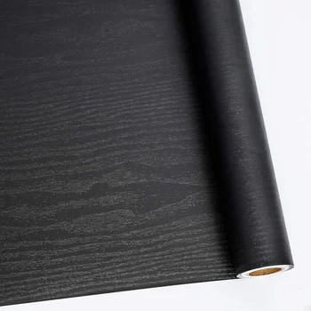 Самоклеющаяся пленка для декора из бумаги Black Wood Peel and Stick для улучшения утолщения поверхности мебели и уменьшения образования пузырьков