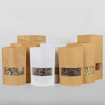 Самоуплотняющийся пакет для открывания окна Упаковка для чайных орехов из Крафт-бумаги Самонесущий Самоуплотняющийся пакет Герметичные пакеты для сухих фруктов Пакет для пищевых продуктов
