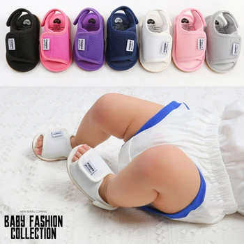 Сандалии для новорожденных, модные простые сандалии для девочек и мальчиков, мягкая резиновая подошва, противоскользящая обувь для новорожденных 0-18 м