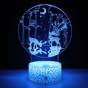 Светильник Nighdn Deer 3D Illusion, Акриловый 7-цветной светодиодный ночник для дома, спальни, Рождественского украшения, Подарка для детей, мальчиков и девочек