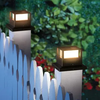 Светодиодная лампа для наружного ландшафтного освещения, Садовый Уличный Квадратный забор, Водонепроницаемая лампа для забора на солнечных батареях, столб с горячей солнечной опорой