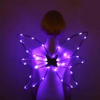 Светящиеся Крылья Феи для Хэллоуина, косплея, Рождества, реквизита для фотосъемки детей, украшения вечеринки, Светящиеся крылья бабочки для девочки