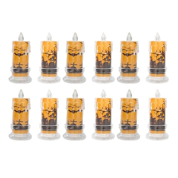 Свеча на Хэллоуин из 12 предметов, Беспламенные свечи на Хэллоуин, Декоративная светодиодная лампа-свеча