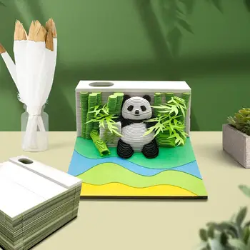 Симпатичная модель панды, трехмерная резьба по бумаге, блокнот для рукоделия, 3D блокнот для заметок, стикеры, украшения для офиса