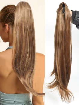 Синтетический 24-дюймовый зажим-коготь для наращивания волос в виде конского хвоста, Длинные вьющиеся волосы, натуральные микро-вьющиеся волосы, Конский хвост для женщин