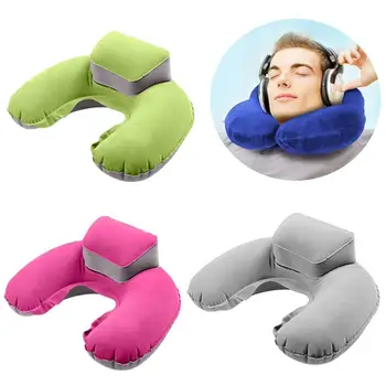 Складная U-образная подушка для поддержки шеи, надувная подушка с эффектом памяти, подушка для путешествий, шея, Супер Мягкие подушки, Воздушный самолет, Пушистый 1шт