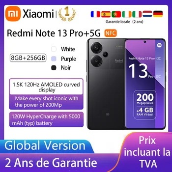 Смартфоны Xiaomi Redmi Note 13 Pro Plus 5G с NFC-камерой 200 Мп с Be, увеличенным экраном 120 Гц, гиперзарядкой 120 Вт, местной гарантией, Глобальной версией