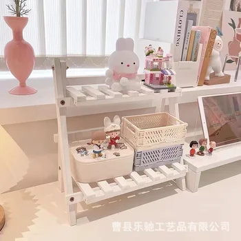 Современные минималистичные настольные стеллажи из массива дерева для домашнего хранения, стеллажи для кукольных книг