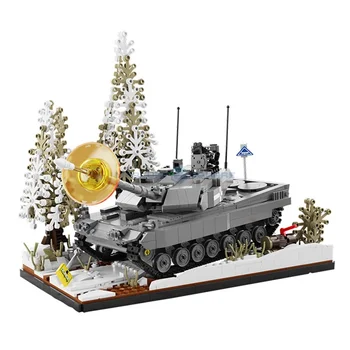 Современный Военный Танк Leopard 2A7 Ice Cavalry MOC 101100 Кирпичи Оружие Зимняя Сцена Модель Строительные Блоки Игрушка Для Детей Подарочный Набор Для Мальчиков