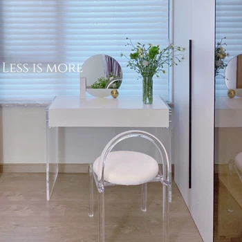 Современный минималистичный прозрачный плавающий туалетный столик, легкие акриловые ящики для хранения и перегородок в роскошном стиле, белый стол
