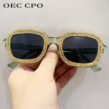 Солнцезащитные очки Lady Luxury Brand Diamonds, Новые женские мужские модные квадратные солнцезащитные очки со стразами, женские очки UV400 оттенков