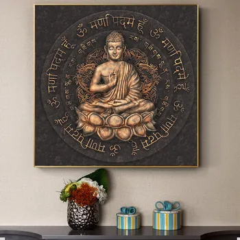Статуя Дзен Будды Картина на холсте Настенное искусство Религиозные плакаты и принты для гостиной Картины Современное украшение дома Cuadros