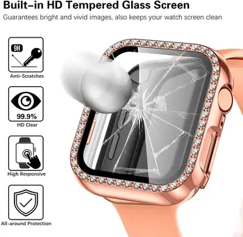 Стекло + Чехол Для Apple Watch series 6 5 4 3 SE 44 мм 40 мм iWatch 42 мм 38 мм Защитная пленка для экрана бампера + крышка Аксессуары для Apple watch