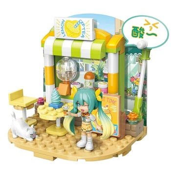 Строительные блоки Hatsune Miku Four Seasons Cute Fun Theme Assembly Украшение дома Cute Anime Miku Decoration Модные игрушки