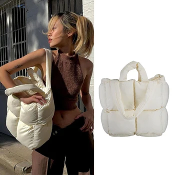 Сумка-тоут Большой вместимости, роскошная Дизайнерская сумка Для женщин, пуховая сумка, милая минималистичная Квадратная затяжка подмышками, Бесплатная доставка