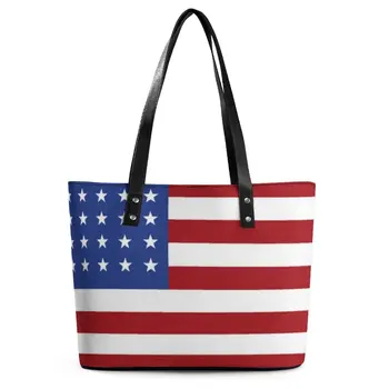 Сумки с американским флагом США, женская сумка в патриотическую полоску со звездами, стильная деловая сумка через плечо, дизайнерские сумки для покупок из искусственной кожи