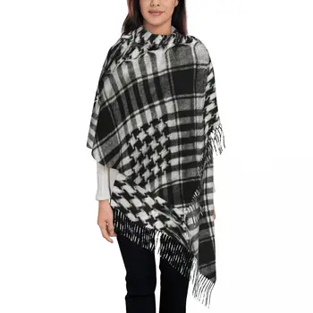 Тактическая бандана Shemagh, Арабский палестинский шарф для женщин, осенне-зимняя шаль из пашмины, палестинские большие шарфы с кисточками
