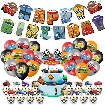Тема Disney Auto Story Украшение детского Дня рождения Баннер Вставка для торта Воздушные шары Гоночные автомобили McQueen Baby Shower Принадлежности для вечеринки